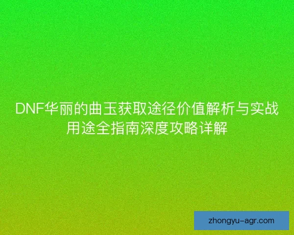 DNF华丽的曲玉获取途径价值解析与实战用途全指南深度攻略详解