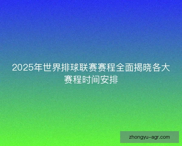 2025年世界排球联赛赛程全面揭晓各大赛程时间安排