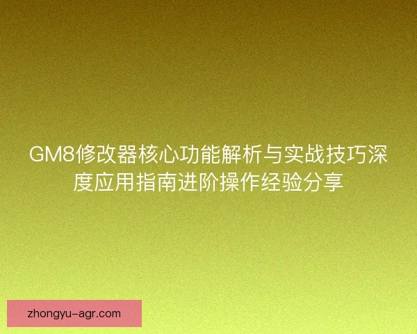 GM8修改器核心功能解析与实战技巧深度应用指南进阶操作经验分享