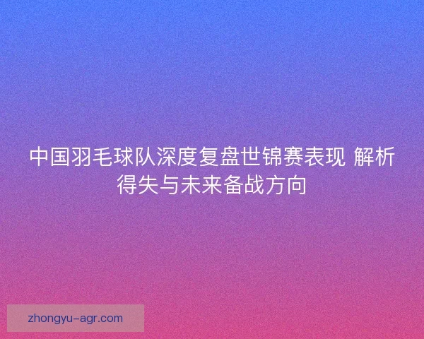 中国羽毛球队深度复盘世锦赛表现 解析得失与未来备战方向