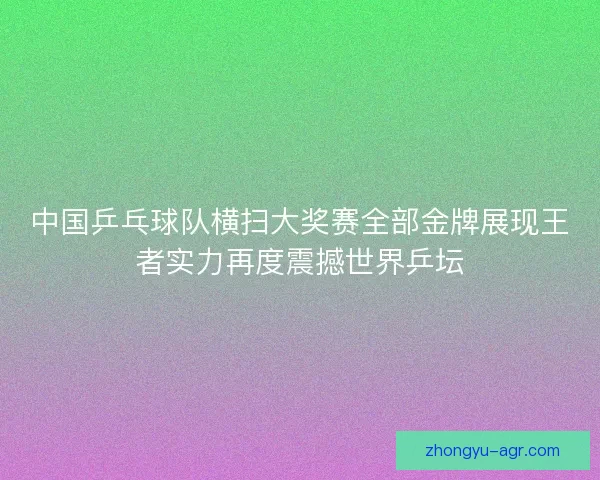 中国乒乓球队横扫大奖赛全部金牌展现王者实力再度震撼世界乒坛