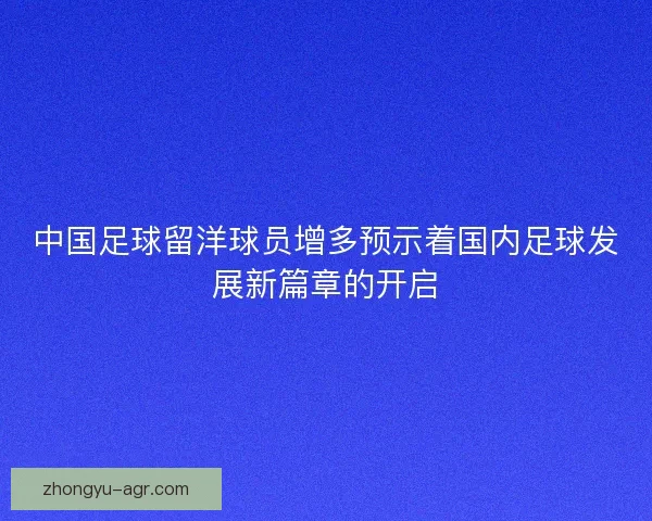 中国足球留洋球员增多预示着国内足球发展新篇章的开启 中国足球留洋球员增多预示着国内足球发展新篇章的开启